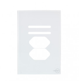 Placa p/ 2 Interruptores + Tomada Dupla 4x2 (Especial) - Novara Glass Branco